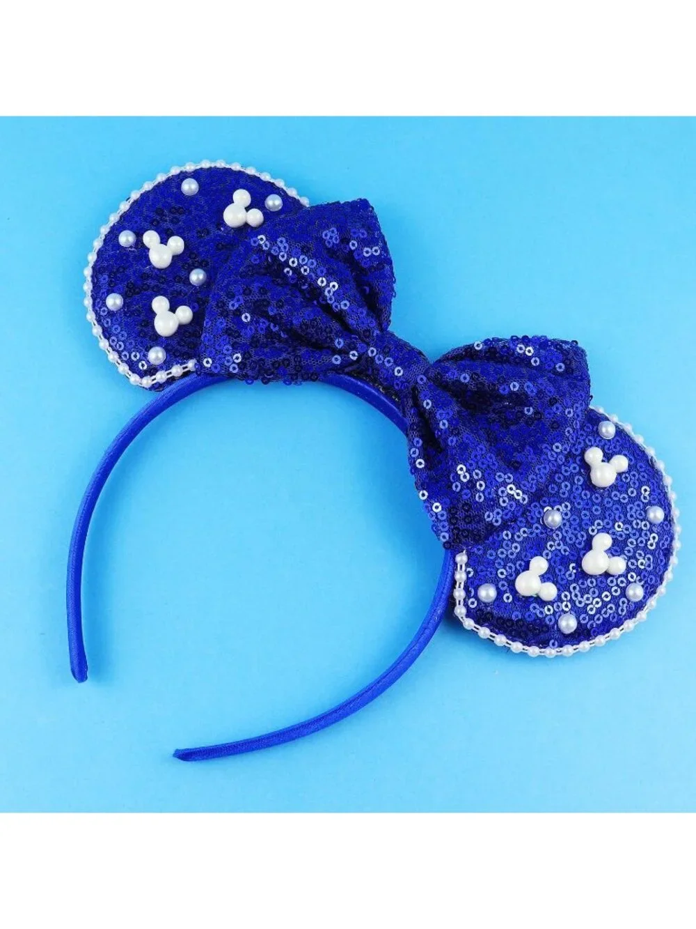 Women Navy Polyester Velvet Mickey Mouse Halloween Costume Headband